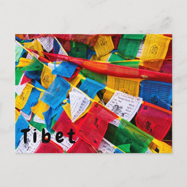 Bunte tibetische Gebetsflaggen - Tibet Postkarte (Vorderseite)