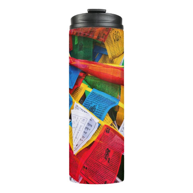 Bunte tibetische Gebetsflaggen - Tibet Thermosbecher (Vorderseite)