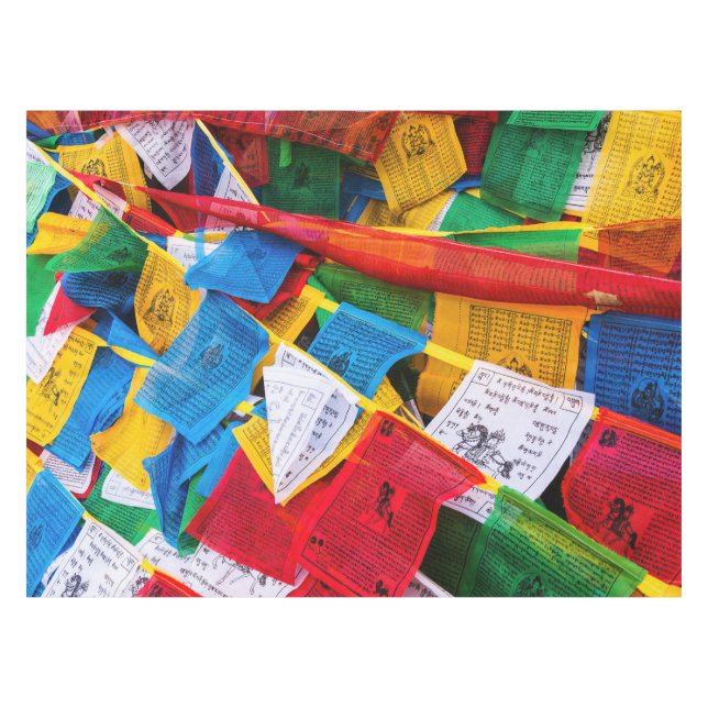Bunte tibetische Gebetsflaggen - Tibet Tischdecke (Vorderseite (Horizontal))