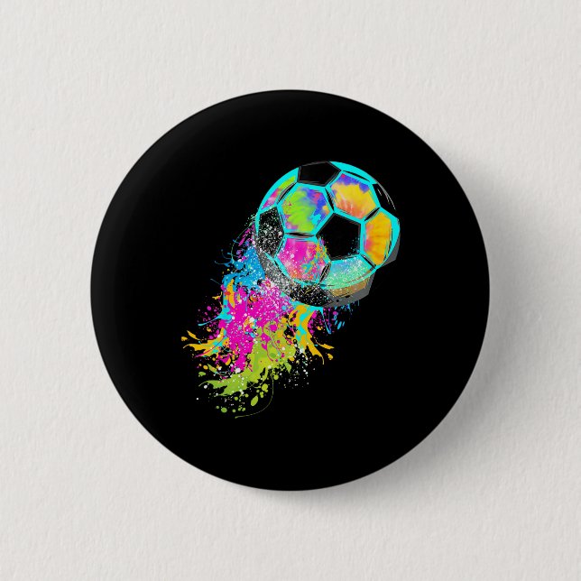Bunte Tie Dye Fußball Ll  Button (Vorderseite)