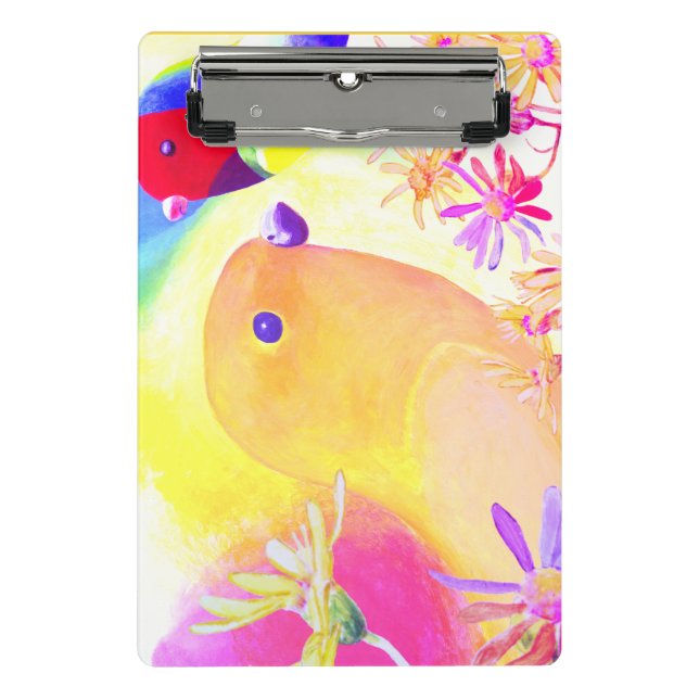 Bunte Tie-Dye Vögel Mini Klemmbrett (Vorderseite)