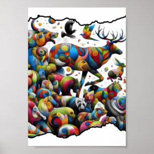 Bunte Tierwelt — wilde Ausbrüche Poster