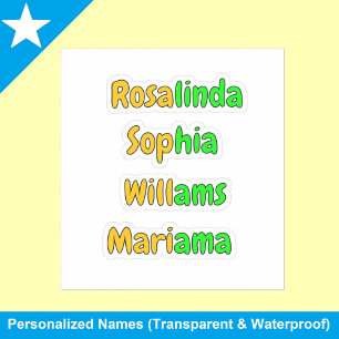 Bunte transparente wasserfeste Namensaufkleber für Aufkleber
