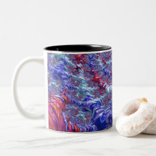 Bunte Trippy Groovy Digitale Abstrakte Fraktal Zweifarbige Tasse