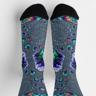 Bunte Trippy Groovy Spirale Abstractes Fraktal Socken