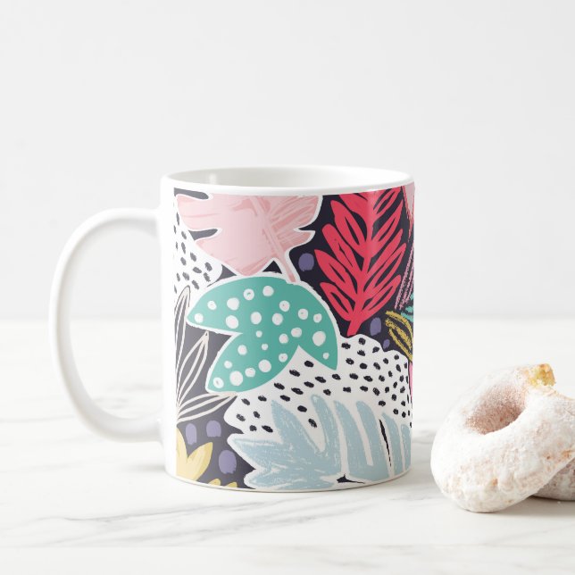 Bunte tropische Collagen-Marine-Tasse Kaffeetasse (Mit Donut)