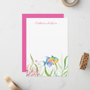 Bunte Tropische Fische Aquarell Mitteilungskarte