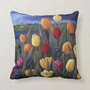 Bunte Tulpen: Holländer, Holland: Acrylmalerei Kissen