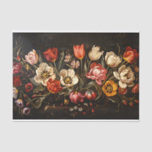 Bunte Tulpen Malerei Botanischer Decoupage Seidenpapier