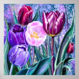 Bunte Tulpen Poster