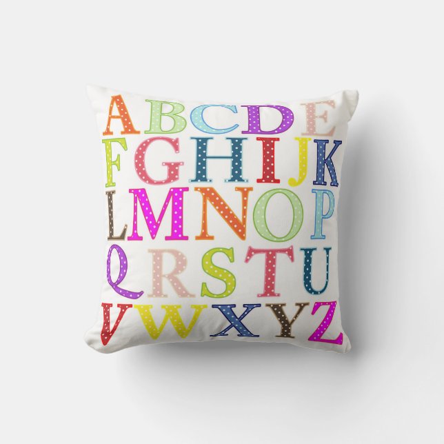 Bunte Tupfen-Alphabet-Buchstaben Kissen (Vorderseite)