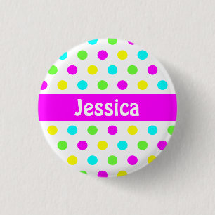 Bunte Tupfen - Kindernamensknopf Button