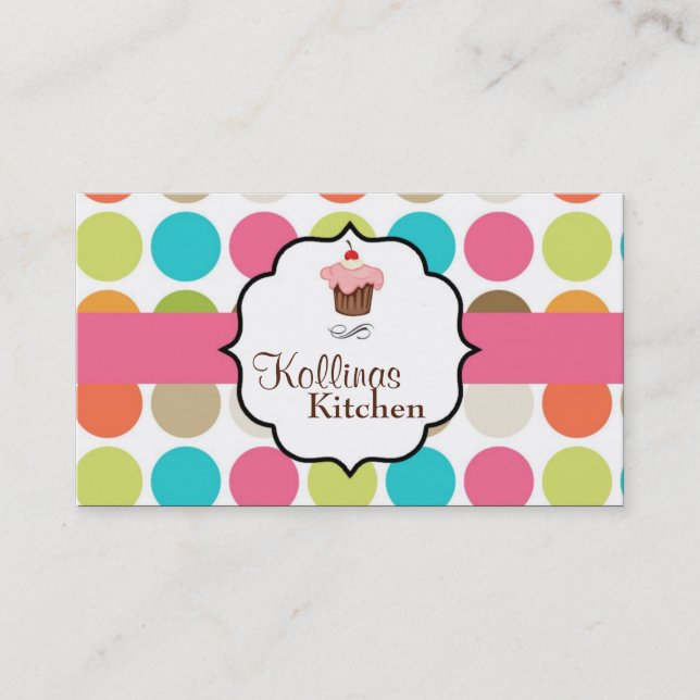 Bunte Tupfen-Schalen-Kuchen-Bäckerei-Visitenkarte Visitenkarte (Vorderseite)