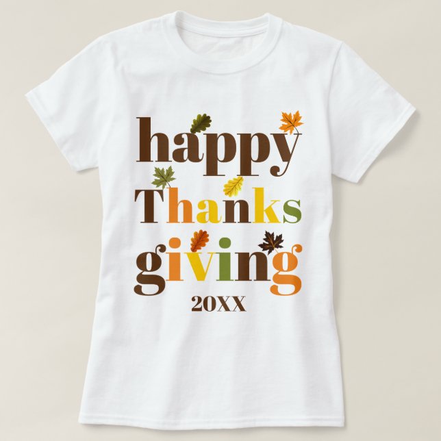 Bunte Typografie glücklich Erntedankfest Farbe T-Shirt (Design vorne)