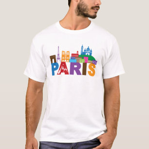 Bunte Typografie Paris, Frankreich   T-Shirt