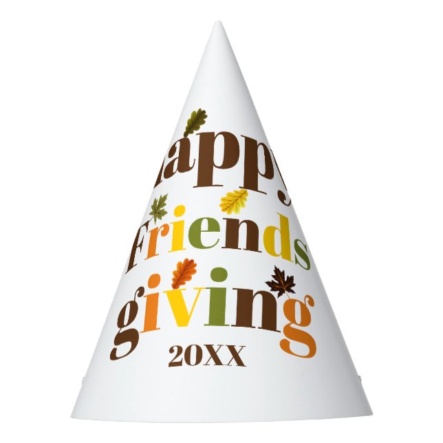 Bunte Typografie und Herbstlaube Freundschaft Partyhütchen (Vorderseite)