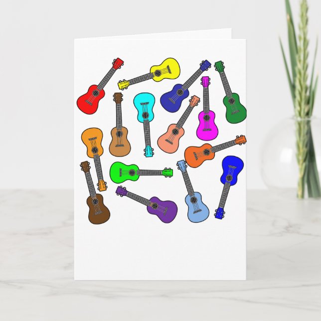 Bunte Ukulelen Karte (Vorderseite)