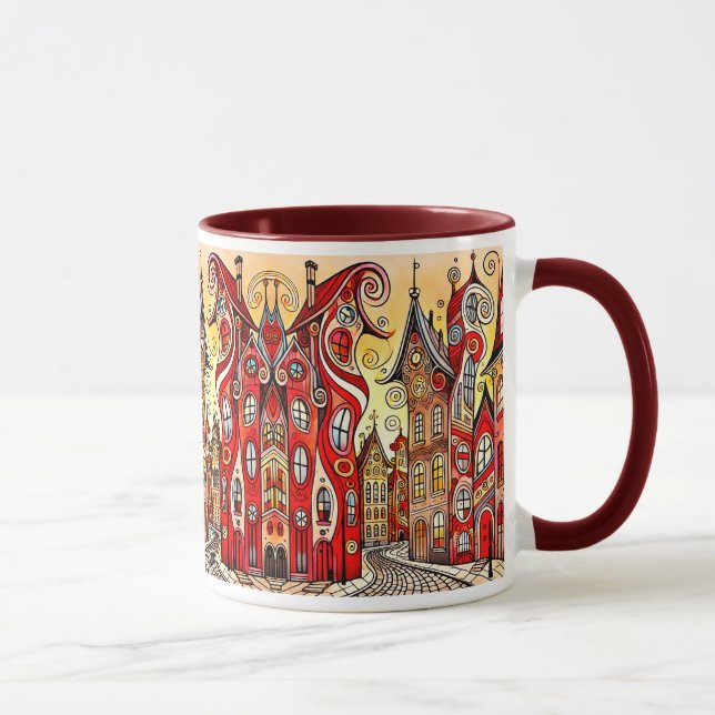 Bunte und imaginäre Häuser. Tasse (Rechts)