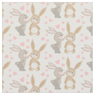Bunte verliebte Kaninchen Stoff