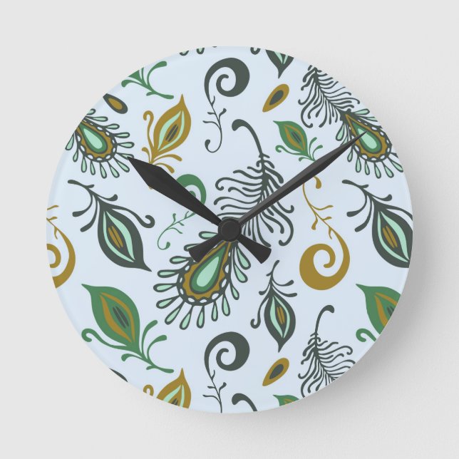 Bunte verschiedene Federn Runde Wanduhr (Vorderseite)