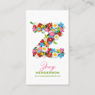 Bunte Verspielte Frühlingsblumen Z Monogramm Name Visitenkarte