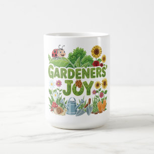 Bunte & Verspielte "Gärtnerfreude" Cartoon Kaffeetasse