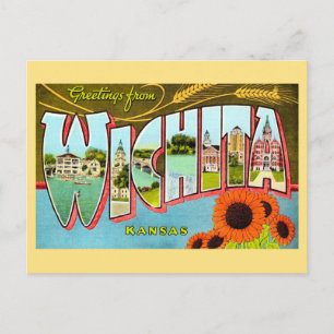 Bunte Vintage-Ansichtskarte Wichita Kansas Postkarte
