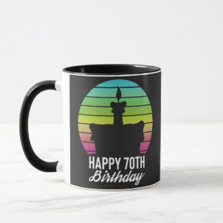 bunte vintage glückliche 70. Geburtstagstorte Tasse
