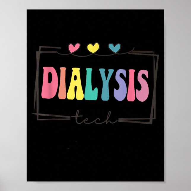 Bunte Vintage-Herzen Dialyse-Techniker Nephro Poster (Vorne)
