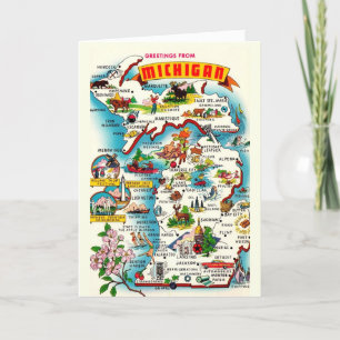 Bunte Vintage-Karte von Michigan Karte