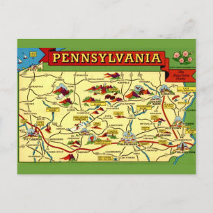 Bunte Vintage-Karte von Pennsylvania  Postkarte