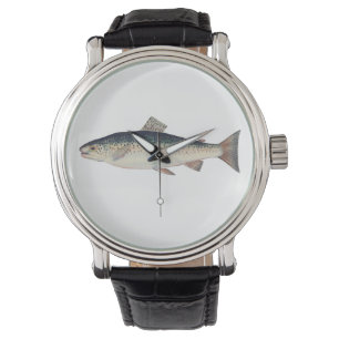 Bunte Vintage Lachsillustration Armbanduhr