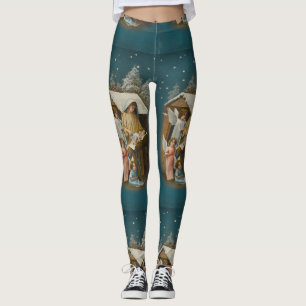 Bunte Vintage Nativityszenen-Leggings Leggings