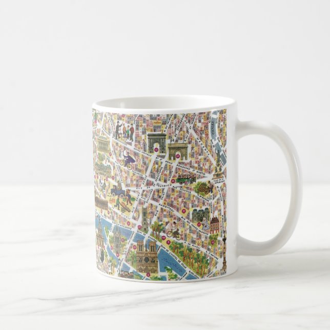 Bunte Vintage Paris-Karten-Kaffee-Tasse Kaffeetasse (Rechts)
