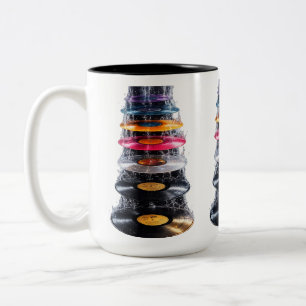 Bunte Vinyl-Schallplatten-Spritzwasserfall-Kunst Zweifarbige Tasse