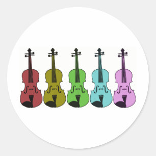 Bunte Violine Runder Aufkleber