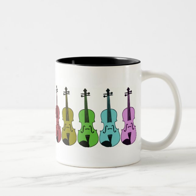 Bunte Violine Zweifarbige Tasse (Rechts)