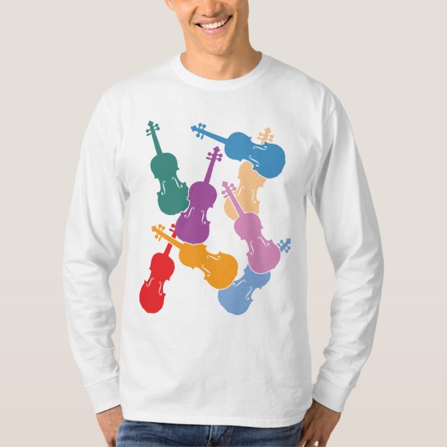 Bunte Violinen T-Shirt (Vorderseite)