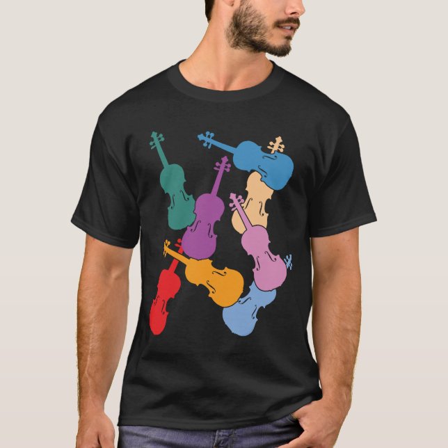 Bunte Violinen T-Shirt (Vorderseite)
