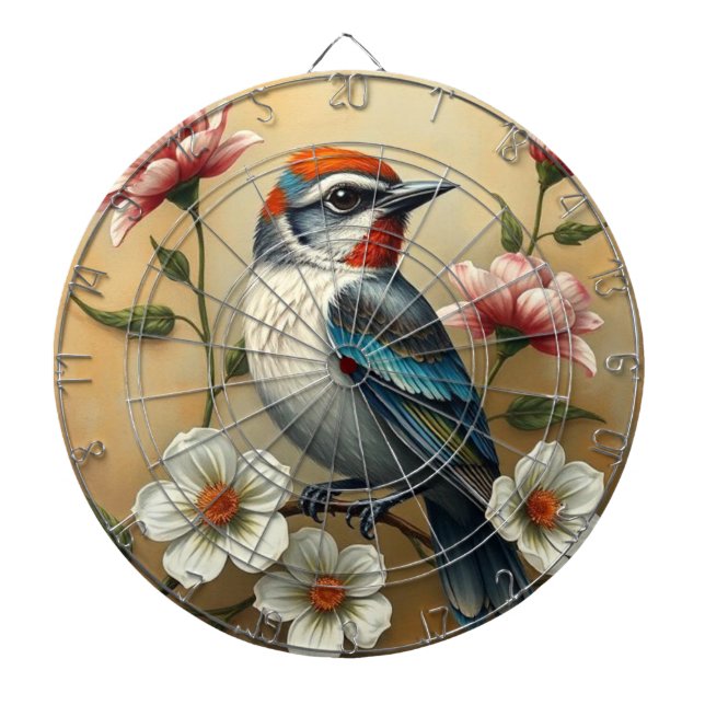 Bunte Vogel Blumen Dartboard Dartscheibe (vorne)