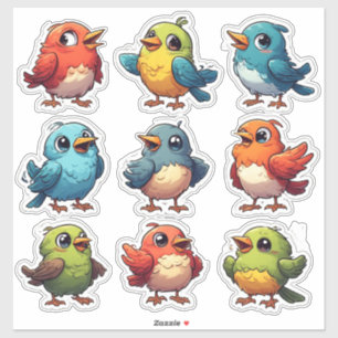 Bunte Vogel-Charakter-Sticker-Sammlung 🐦 Aufkleber