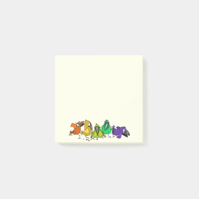 Bunte Vögel Lustige Post-it® Notizen (Vorderseite)