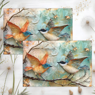 BUNTE VÖGEL MIXED MEDIA DÉCOUPAGE SEIDENPAPIER