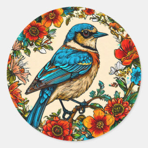 Bunte Vogel-Wildlife-Design elegante Natur Runder Aufkleber