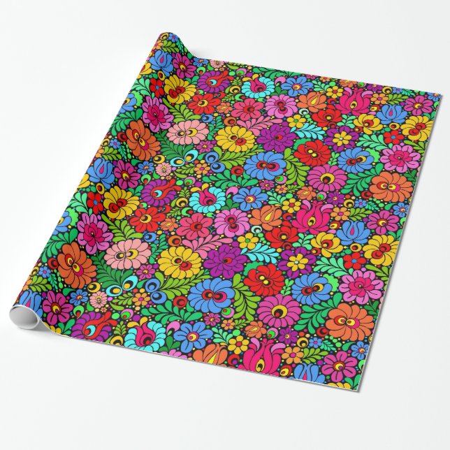 Bunte VolksblumenPackpapiergeschenkverpackung Geschenkpapier (Ungerollt)