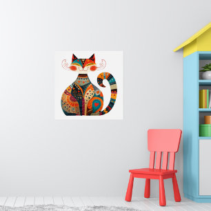 Bunte Volkskunst Katze Poster