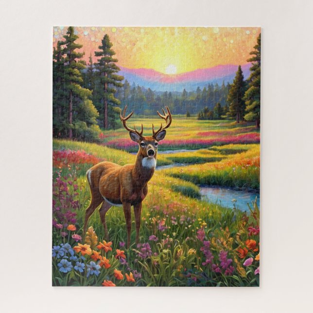 Bunte Wald Farben und Hirsch Kunst (Vertikal)