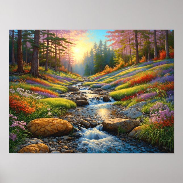 Bunte Waldblumen Kunst Poster (Vorne)