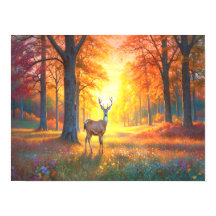Bunte Waldblumen und Hirsch Kunst