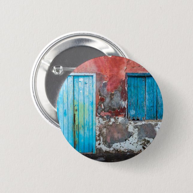 Bunte Wand, Tür und Fensterläden Button (Vorne & Hinten)